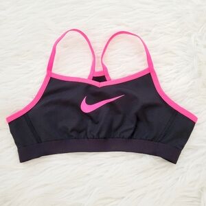 Nike Sports Bra Girl's Size L Black / Hot Pink Athletic Activewear Running Gym